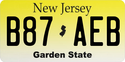 NJ license plate B87AEB