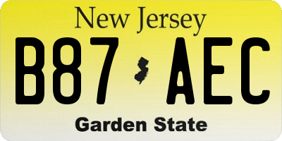 NJ license plate B87AEC