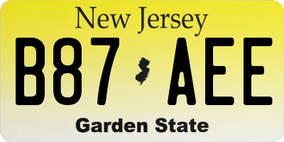 NJ license plate B87AEE