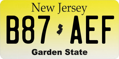 NJ license plate B87AEF