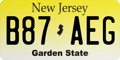 NJ license plate B87AEG