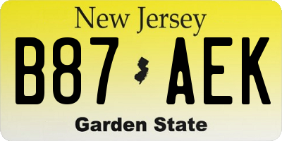 NJ license plate B87AEK
