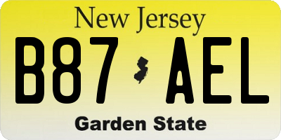 NJ license plate B87AEL