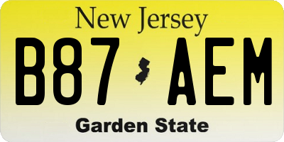 NJ license plate B87AEM