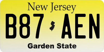 NJ license plate B87AEN