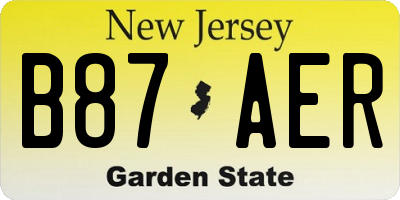 NJ license plate B87AER