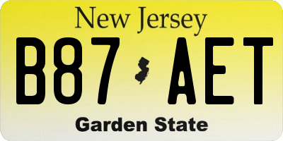 NJ license plate B87AET