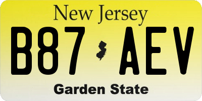 NJ license plate B87AEV
