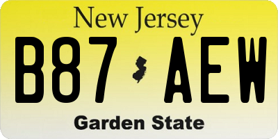NJ license plate B87AEW