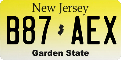 NJ license plate B87AEX