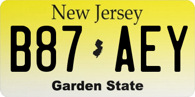 NJ license plate B87AEY