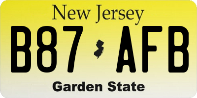 NJ license plate B87AFB