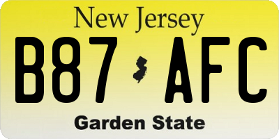 NJ license plate B87AFC
