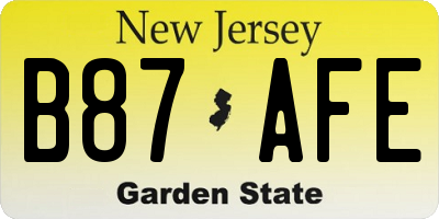 NJ license plate B87AFE