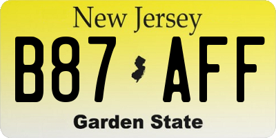 NJ license plate B87AFF
