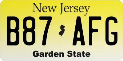 NJ license plate B87AFG