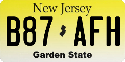 NJ license plate B87AFH