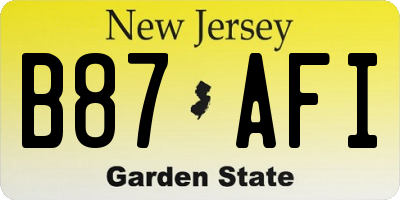 NJ license plate B87AFI