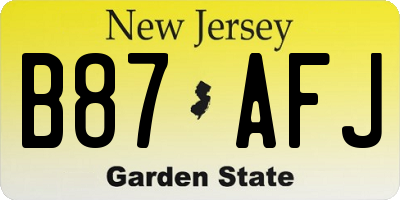 NJ license plate B87AFJ