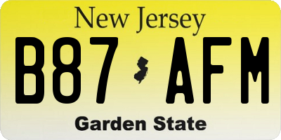 NJ license plate B87AFM