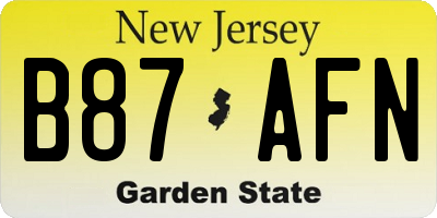 NJ license plate B87AFN