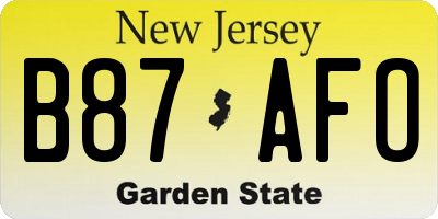 NJ license plate B87AFO