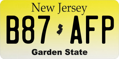 NJ license plate B87AFP