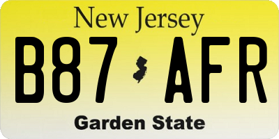 NJ license plate B87AFR