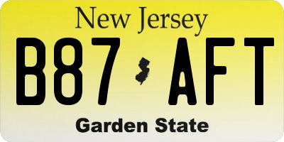 NJ license plate B87AFT