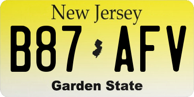 NJ license plate B87AFV