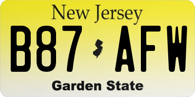 NJ license plate B87AFW