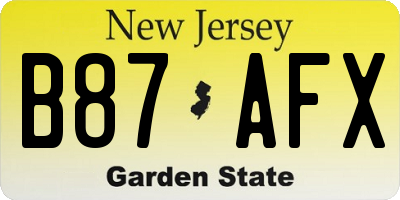NJ license plate B87AFX