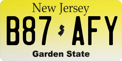 NJ license plate B87AFY