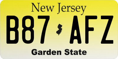 NJ license plate B87AFZ