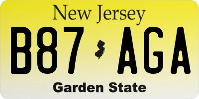 NJ license plate B87AGA