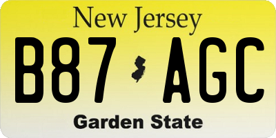 NJ license plate B87AGC