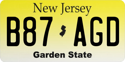 NJ license plate B87AGD