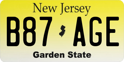 NJ license plate B87AGE