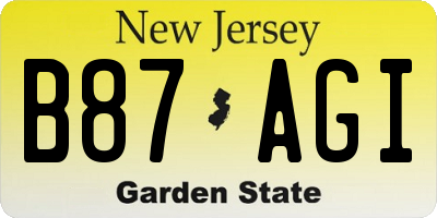 NJ license plate B87AGI