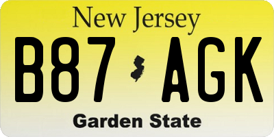 NJ license plate B87AGK