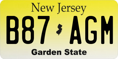 NJ license plate B87AGM
