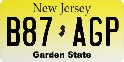 NJ license plate B87AGP