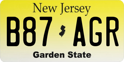 NJ license plate B87AGR