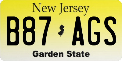 NJ license plate B87AGS