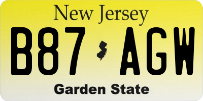 NJ license plate B87AGW