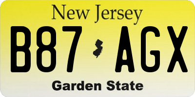 NJ license plate B87AGX
