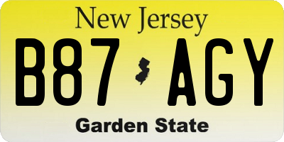 NJ license plate B87AGY