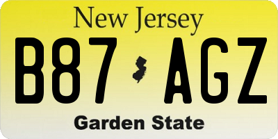 NJ license plate B87AGZ
