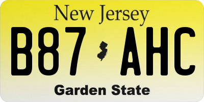 NJ license plate B87AHC