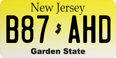 NJ license plate B87AHD